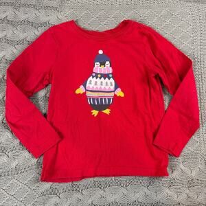 Hanna Andersson Penguin Holiday Art Tee ~ Hanna Red ~ 5/110